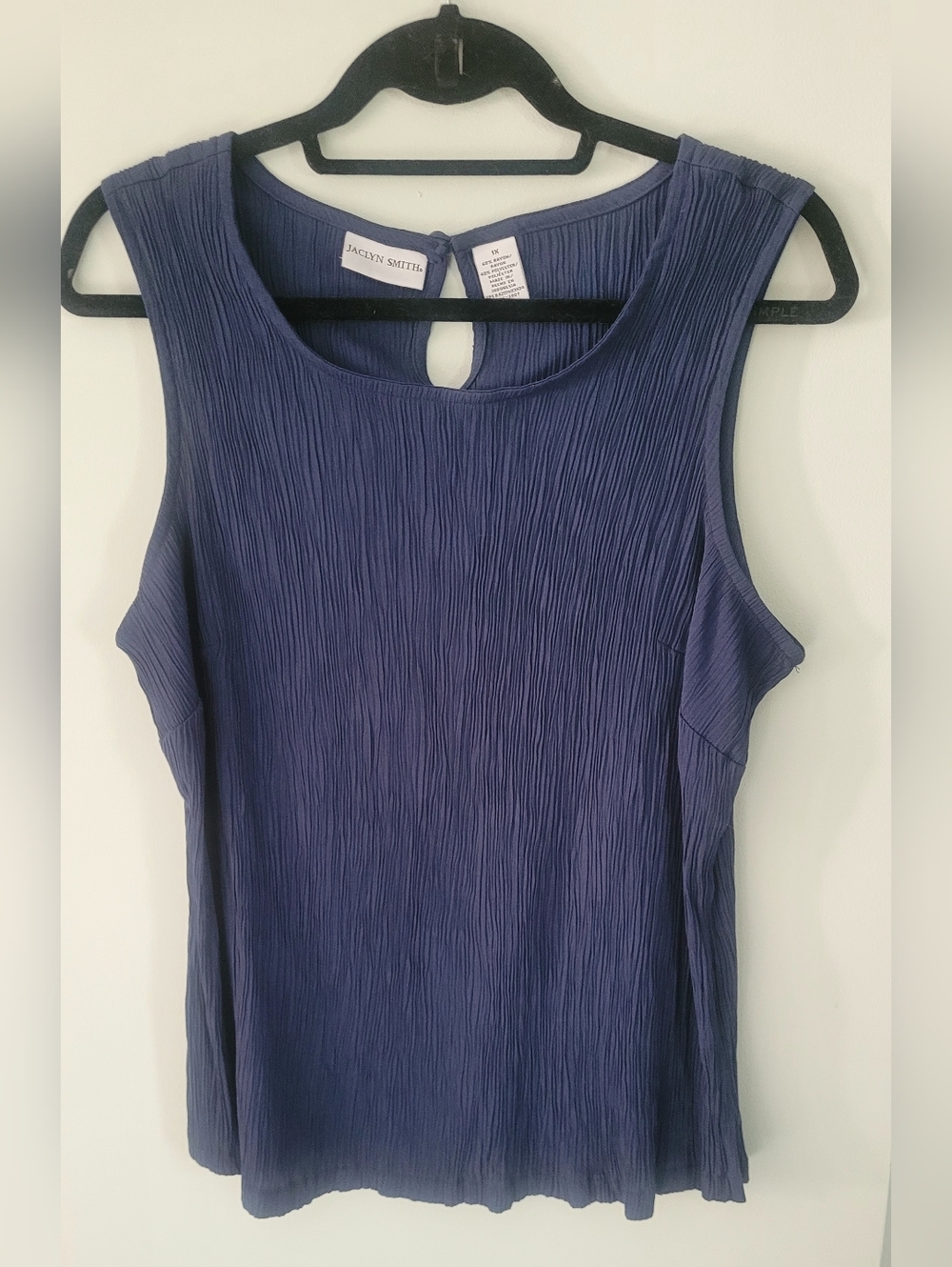 Jaclyn Smith Deep Blue Pleated Keyhole Tank